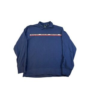 Nike SB Mens Navy Blue Polo Collar Sweatshirt Graphic Chest Stripe Small